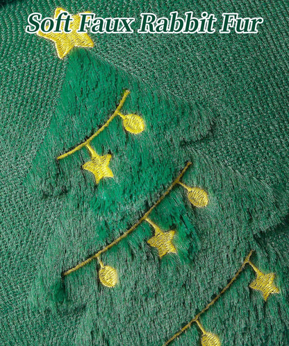 SEGXCFL Christmas Pillow Covers Set of 2 Soft Plush Faux Fur Pillow Cases 3D Embroidered Decorative Couch Cover Home Decor Christmas Throw Pillow Covers 18x18,Green Christmas Tree