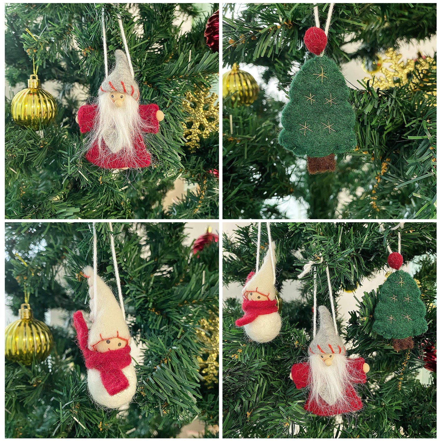 pinkblume Wool Felt Christmas Garland Wool Felt Snowman Xmas Tree Santa Claus Banner Pom Pom Garland Bunting Christmas Decortations Clearance for Home Fireplace Windows Indoor Outdoor Christmas Decor