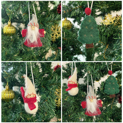 pinkblume Wool Felt Christmas Garland Wool Felt Snowman Xmas Tree Santa Claus Banner Pom Pom Garland Bunting Christmas Decortations Clearance for Home Fireplace Windows Indoor Outdoor Christmas Decor
