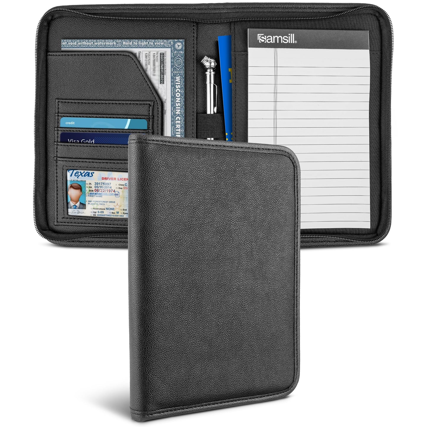 Samsill Car Registration and Insurance Holder, Owner's Manual Glove Box Organizer, 7.25 x 10 inches, Car Document Holder, Black