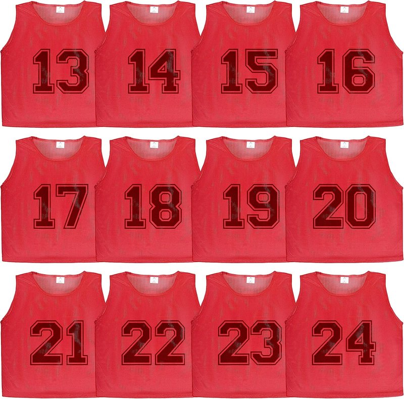 Athllete 12 Pcs Duramesh Pinnies | Numbered Scrimmage Vests for Kids & Adults Soccer