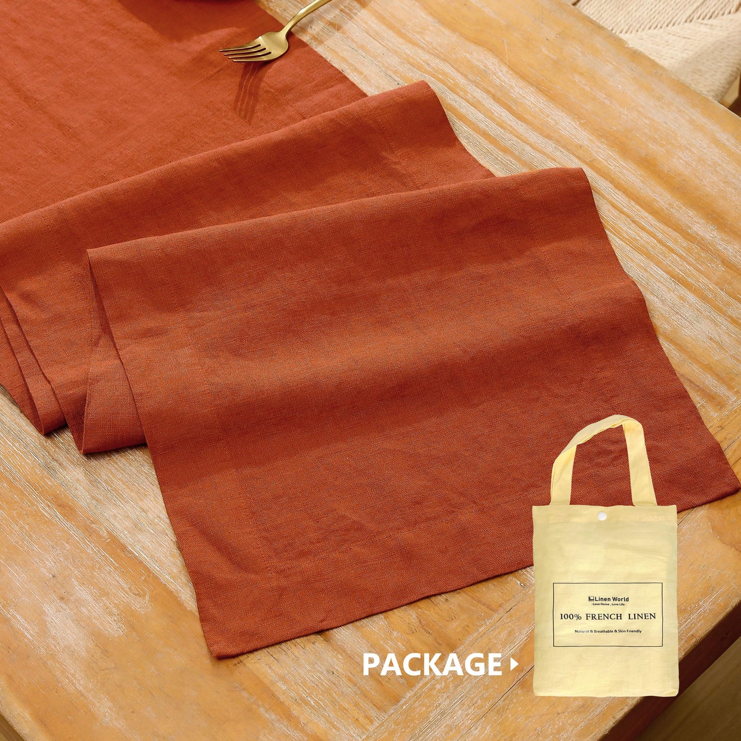 L Linen World Linen Table Runner 14X72 Inches,100% French Linen Rust Tablerunner,Machine Washable Dining Table Runner for Fall,Wedding,Party,Halloween,Christmas(Rust)
