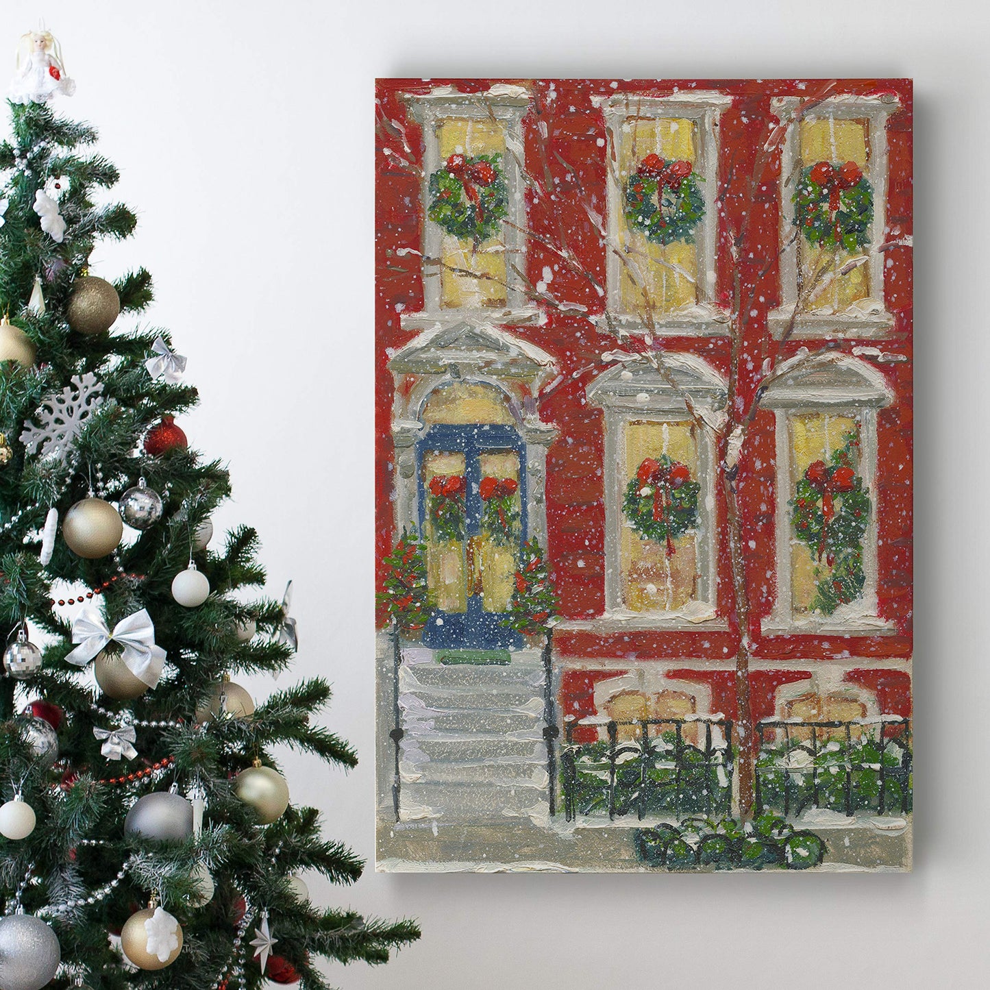 Renditions Gallery Abstract Christmas Decorations for Wall Dressed for the Holidays Christmas Canvas Art Wall Paintings for Bedroom Dining Living Room Office Home Kitchen Wall Decor - 32"X48" LT18