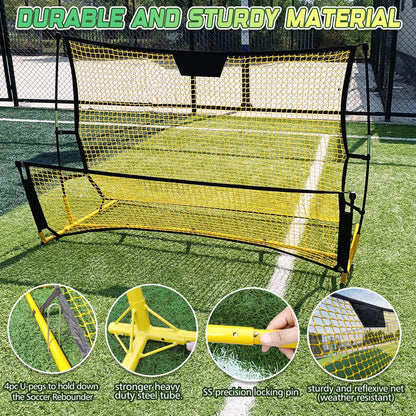 PreGymnastic Portable Soccer Rebounder with Carrying Bag, Dual-Sided Rebounder for Solo Passing, Receiving, Trapping Practice - Large & Small Rebound Net, Weather Resistant