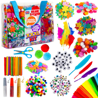 Blue Squid 2000+pcs Craft Kits for Kids, Ages 4-9 Girl Boys Gifts Arts and Crafts for Kids Craft Kits Toys for 4-9 Year Old Girls Boys Birthday Presents Gifts Crafts for 4-10 Year Olds