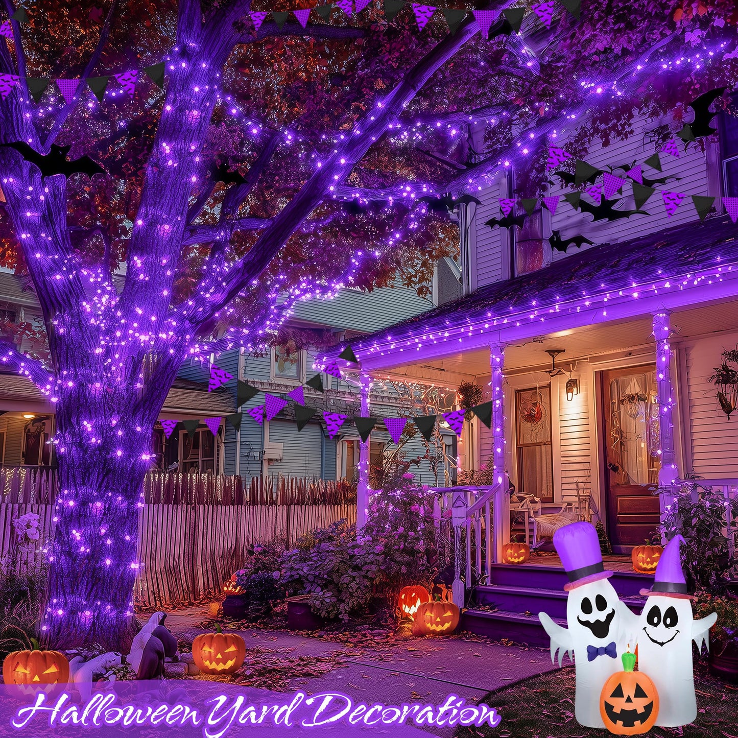 JMEXSUSS 200 LED 66ft Purple Christmas Lights, Connectable Purple String Lights Plug in, 8 Modes Outdoor Christmas Light for Tree Outside Indoor Patio Party Ceiling Room Xmas Decor