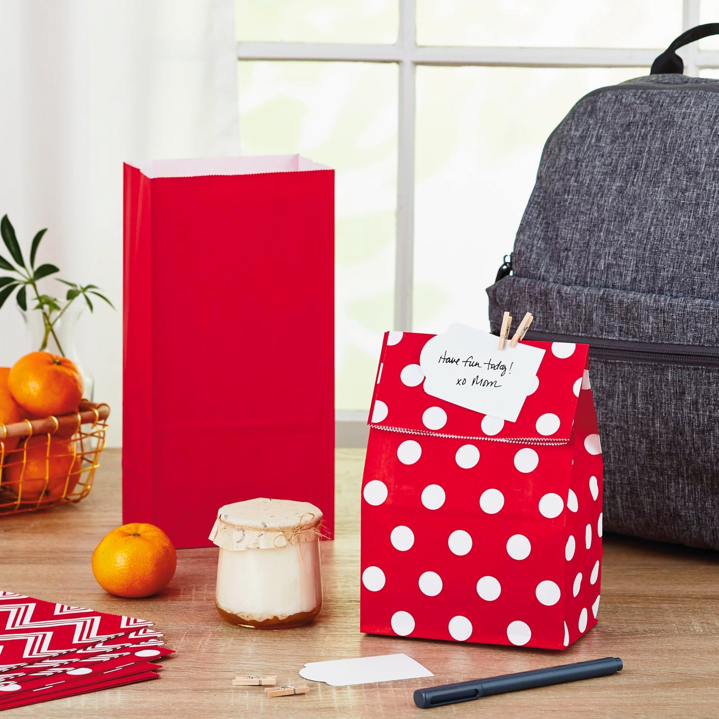 Hallmark Red Party Favor and Wrapped Treat Bags, Assorted Designs (30 Ct., 10 Each of Chevron, White Dots, Solid) for Christmas, Valentines Day, Sweetest Day, May Day, Mothers Day, Care Packages