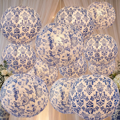 Retisee 12 Pcs 10 Inch Hanging Paper Lanterns Party Decorations Pastel Classroom Decor for Birthday Back to School Party Decoration for Classrooms Wedding Birthday Ceilings(Blue,Porcelain)