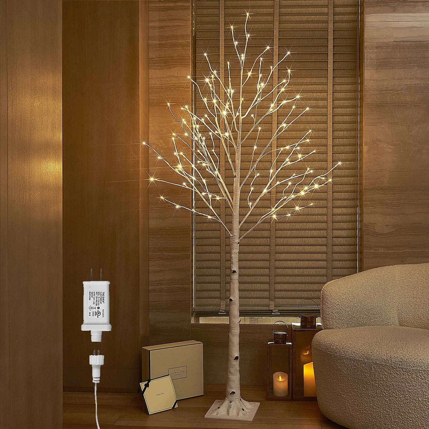 Hairui Lighted White Birch Tree 6FT, Twig Tree with Lights Plug in for Christmas Wedding Party Easter Decorations Indoor Outdoor Use