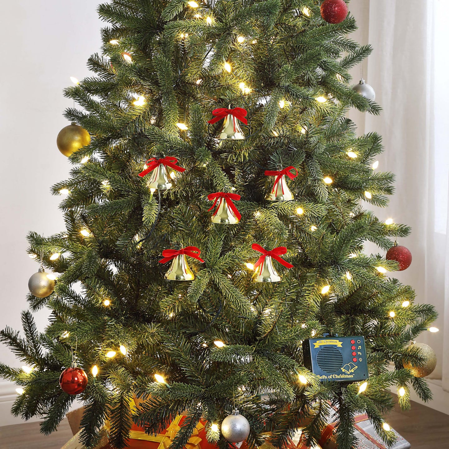 Mr. Christmas Musical Bells of Christmas with LED Lights, Motion Sensor, and 15 Holiday Carols Battery Operated