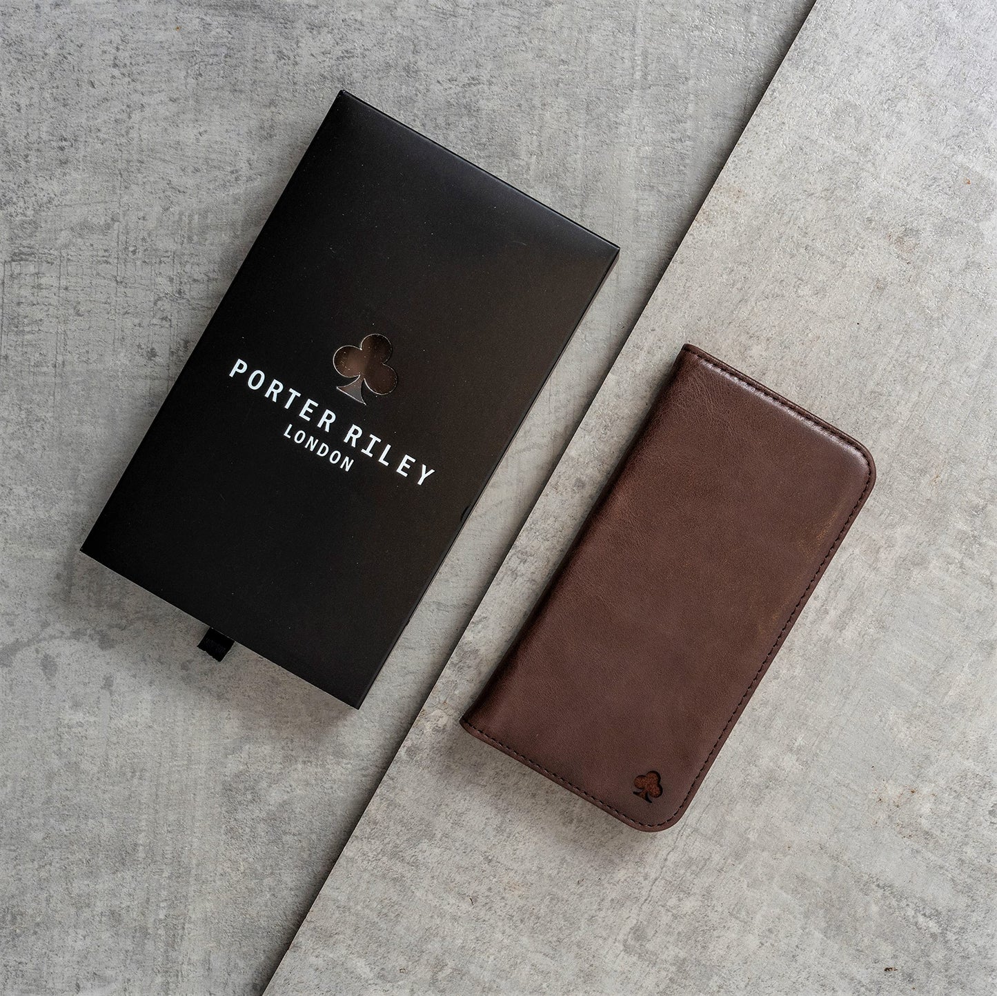 Porter Riley - Leather Case for iPhone SE 2022/20 and iPhone 8 / iPhone 7. Premium Genuine Leather Stand/Cover/Wallet/Flip Case with Card Slots & Horizontal Stand (Chocolate Brown)