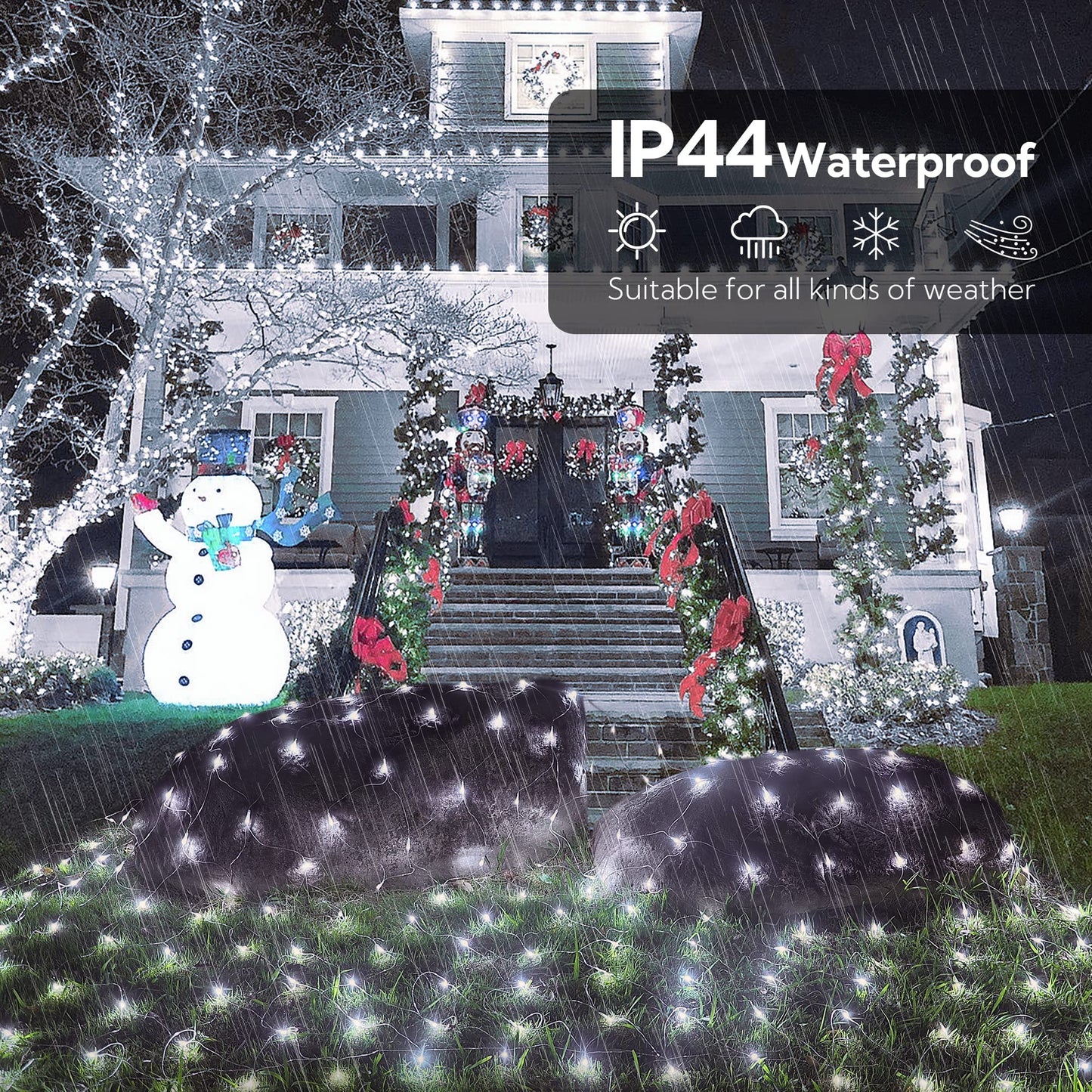 HEYFUNi 192 LED Net Lights Outdoor Mesh Lights,8 Modes Net Light for Bushes Plug in, Waterproof Christmas Net String Light for Bushes Ceiling Wedding Indoor Outdoor(9.8ft x 6.6ft,White)