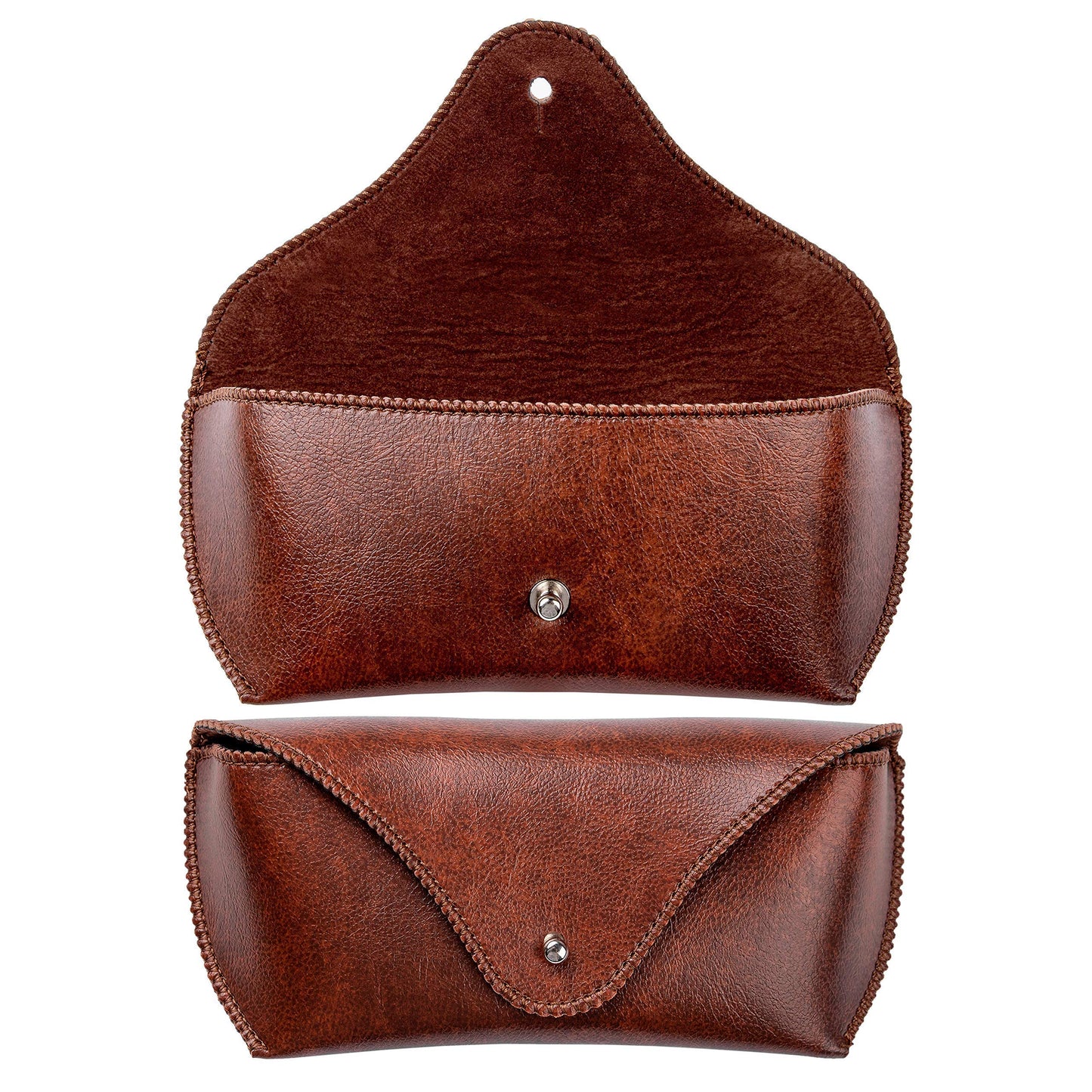 PU Leather Sunglass Case, Soft Premium Sunglasses Case Pouch Brown, Medium Big Glasses Holder For Men and Women