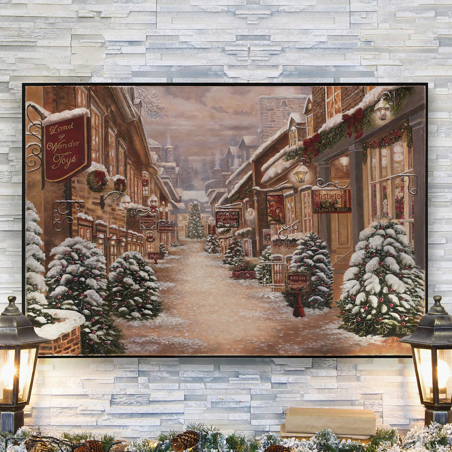 Renditions Gallery Christmas Decor Paintings for Wall Decorations Land of Wonder Farmhouse Canvas Wall Hanging Prints for Bedroom Dining Living Room Office Home Kitchen Wall Decor - 32"X48" LT18