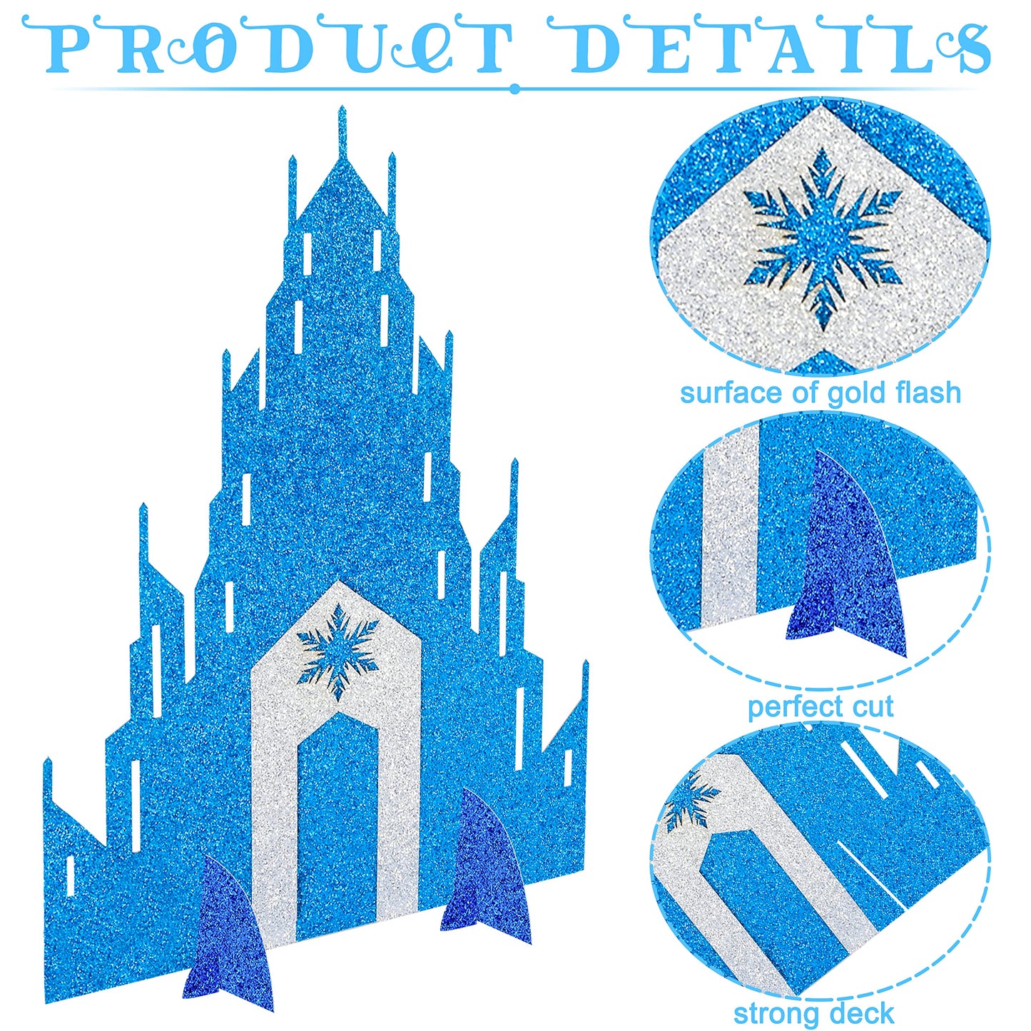 Frozen Castle Table Centerpiece Glitter Winter Themed Table Decorations for Princess Snowflake Themed Birthday Party Girls Birthday Party Supplies