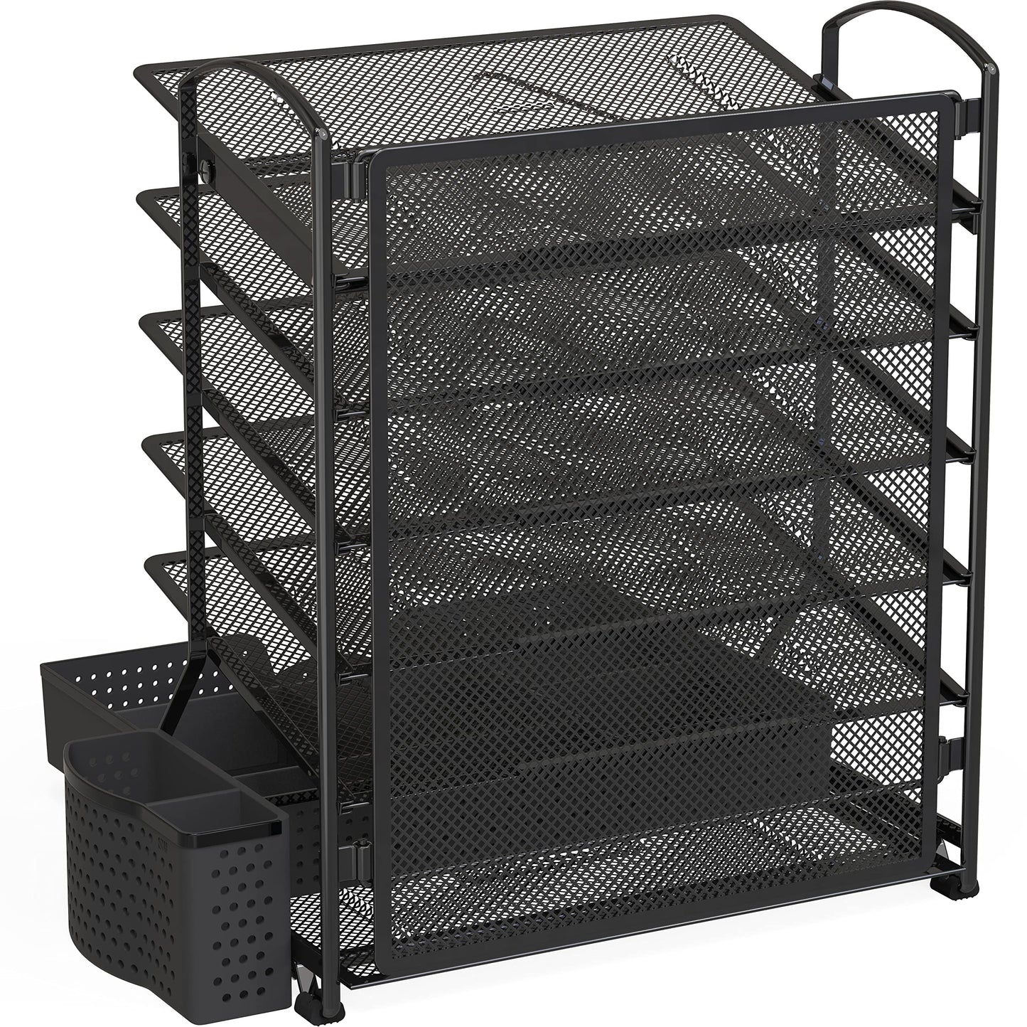 Simple Houseware 6-Tier Desk Document File Tray Organizer with Supplies Sliding Drawer, Black