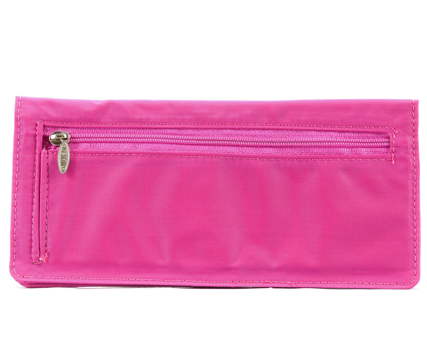 Big Skinny Women's Leather Executive Bi-Fold Checkbook Wallet, Holds Up to 40 Cards,Lightweight, Fuchsia