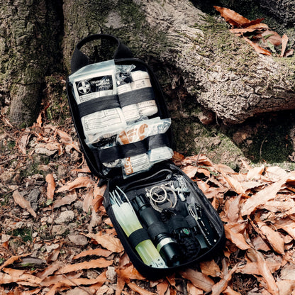 RHINO RESCUE Survival First Aid Kit, HSA/FSA Eligible, Emergency Kit Molle Pouch IFAK Medical Kit for Vehicles Car Camping Backpacking Hiking Hunting Black