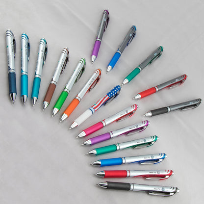Pentel EnerGel RTX Retractable Liquid Gel Pen, (0.7mm), Medium Line, Metal Tip, Assorted Ink, Pack of 8 (BL77BP8M)