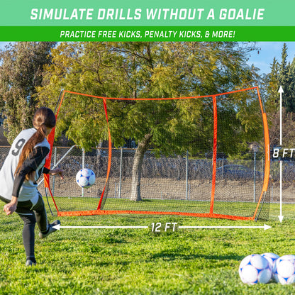 GoSports Strike Net 12 ft x 8 ft Soccer Training Goal - Practice Net for All Skill Levels