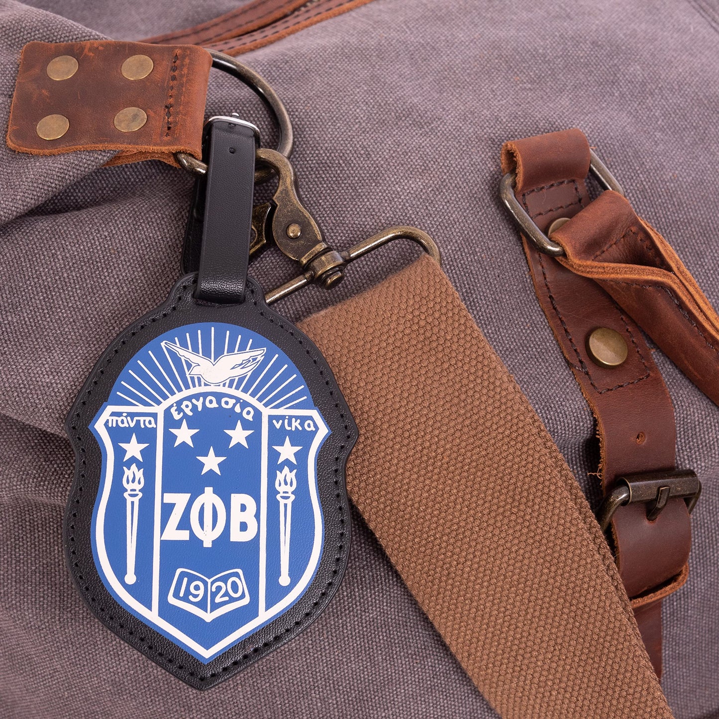 Desert Cactus Zeta Phi Beta Luggage Tag Fraternity (Faux Leather Crest Luggage Tag)