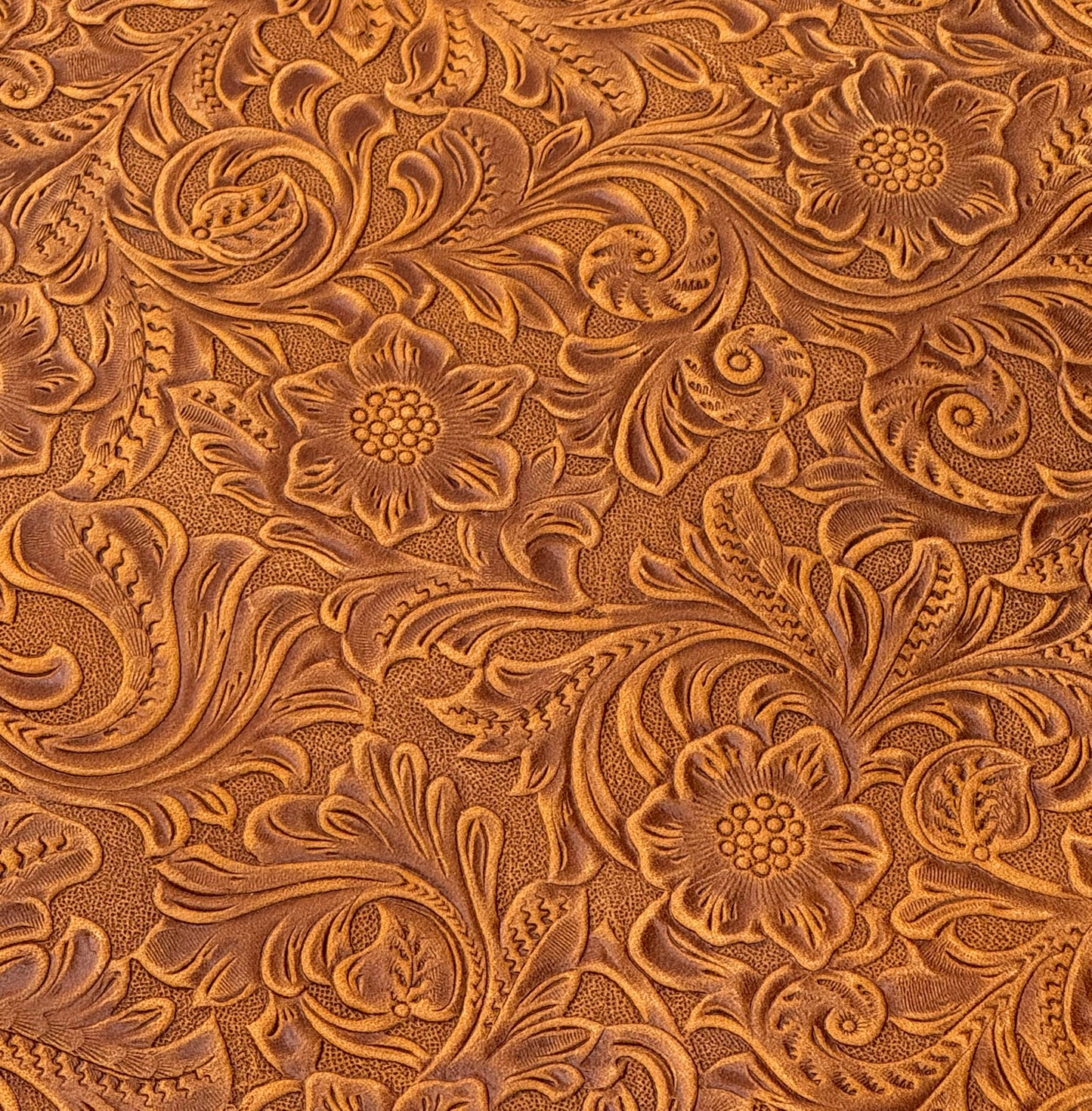 Western Style Bump Texture Geometric Pattern 2.0mm(5-5.5oz) Genuine Leather Sheet, Floral Tooling Craft Leather for DIY Projects (Bourbon Brown | Pattern 12"x24")