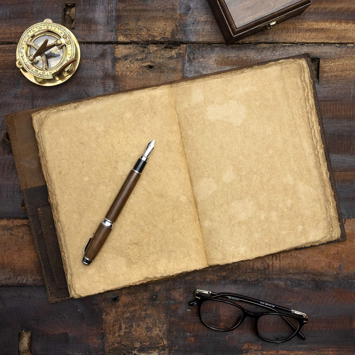 Refillable Vintage Leather Journal - Book of Shadows Journal, Vintage Journal, Writing Journal, Handmade Antique Deckle Edge Paper, Vintage Leather Journal (8.3" x 5.8" - A5, Vintage Brown)