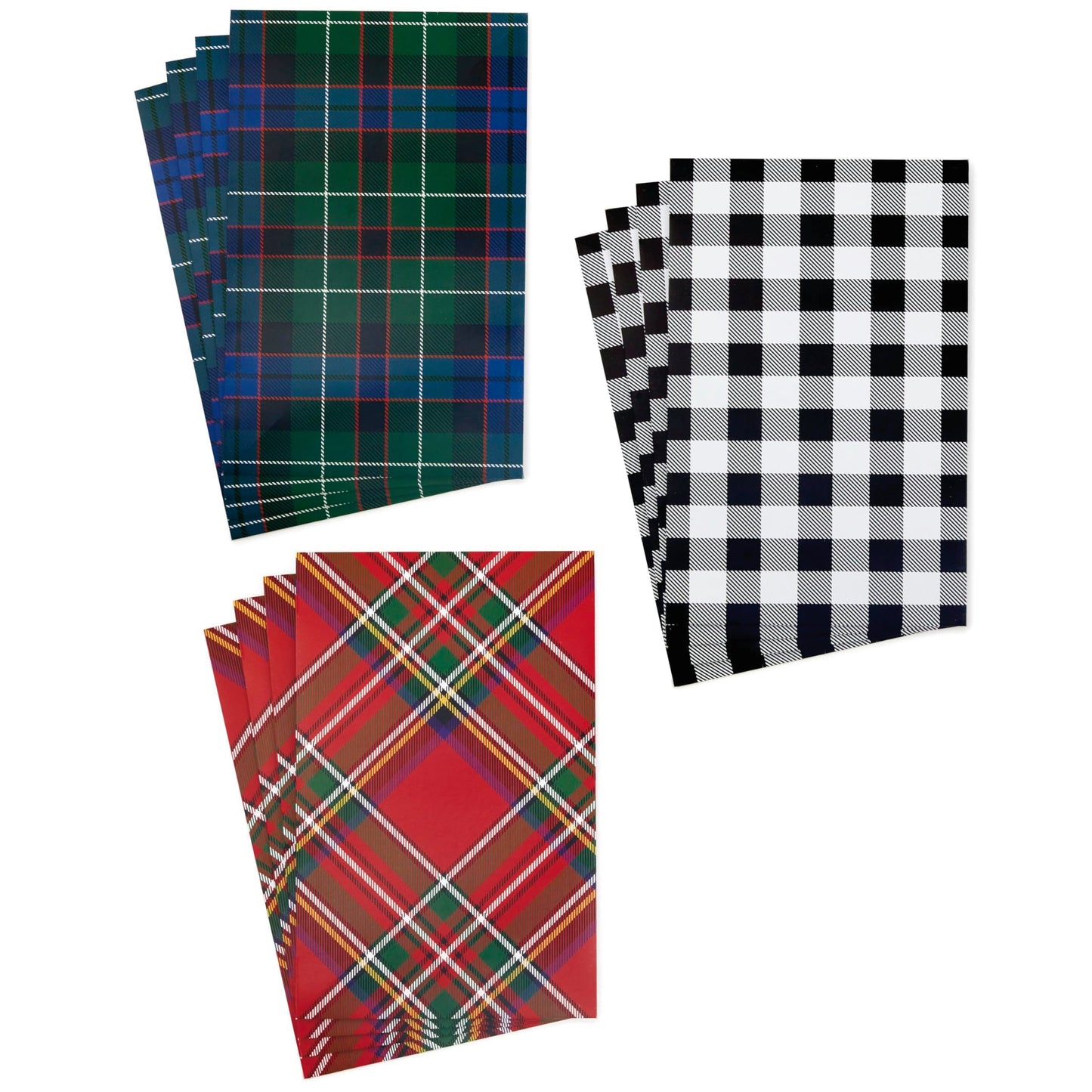 Hallmark Medium Gift Boxes with Lids (12 Shirt Boxes, 3 Designs: Buffalo Check, Red Plaid, Green Tartan) for Christmas, Holiday Parties, Hostess Gifts, Father's Day
