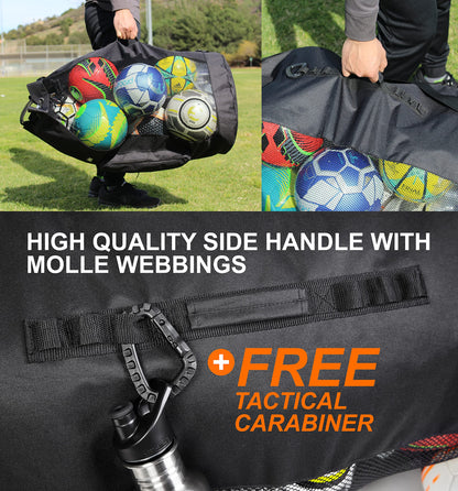 Fitdom Heavy Duty XL Soccer Mesh Equipment Ball Bag w/Adjustable Shoulder Strap Design for Coach. with an Over-Sized Front Pocket for Sporting Accessories. Best for All Outdoor & Water Gears