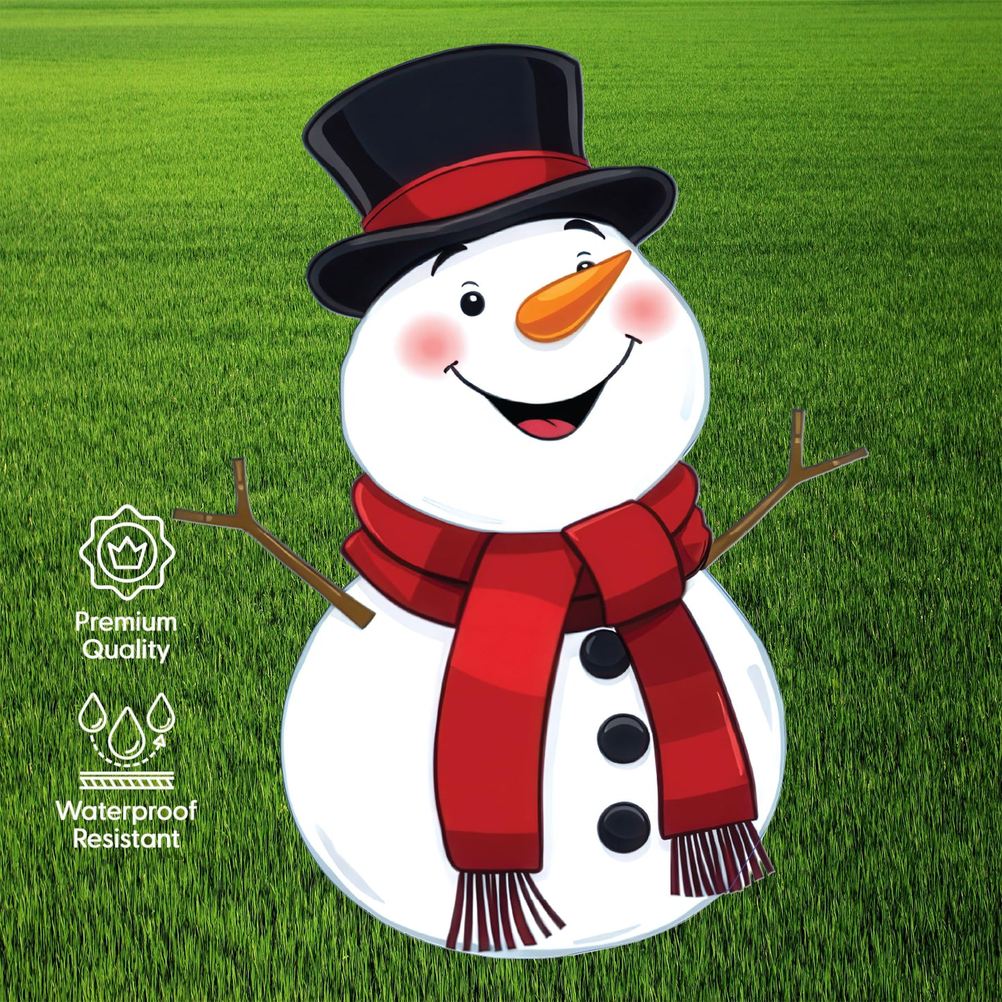 Christmas Snowman Classic Yard Sign for Home Decor and Lawn Decoration With Stakes, Green Merry Christmas Sign Tree Snow Man 3