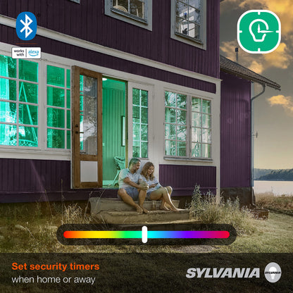 SYLVANIA Bluetooth Mesh LED Smart Light Bulb, One Touch Set Up, A19 60W Equivalent, E26, RGBW Full Color & Adjustable White, Works with Alexa Only - 2 Count (Pack of 1) (75760)