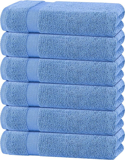 White Classic Wealuxe Light Blue Bath Towels 24x50 Inch, Cotton Towel Set