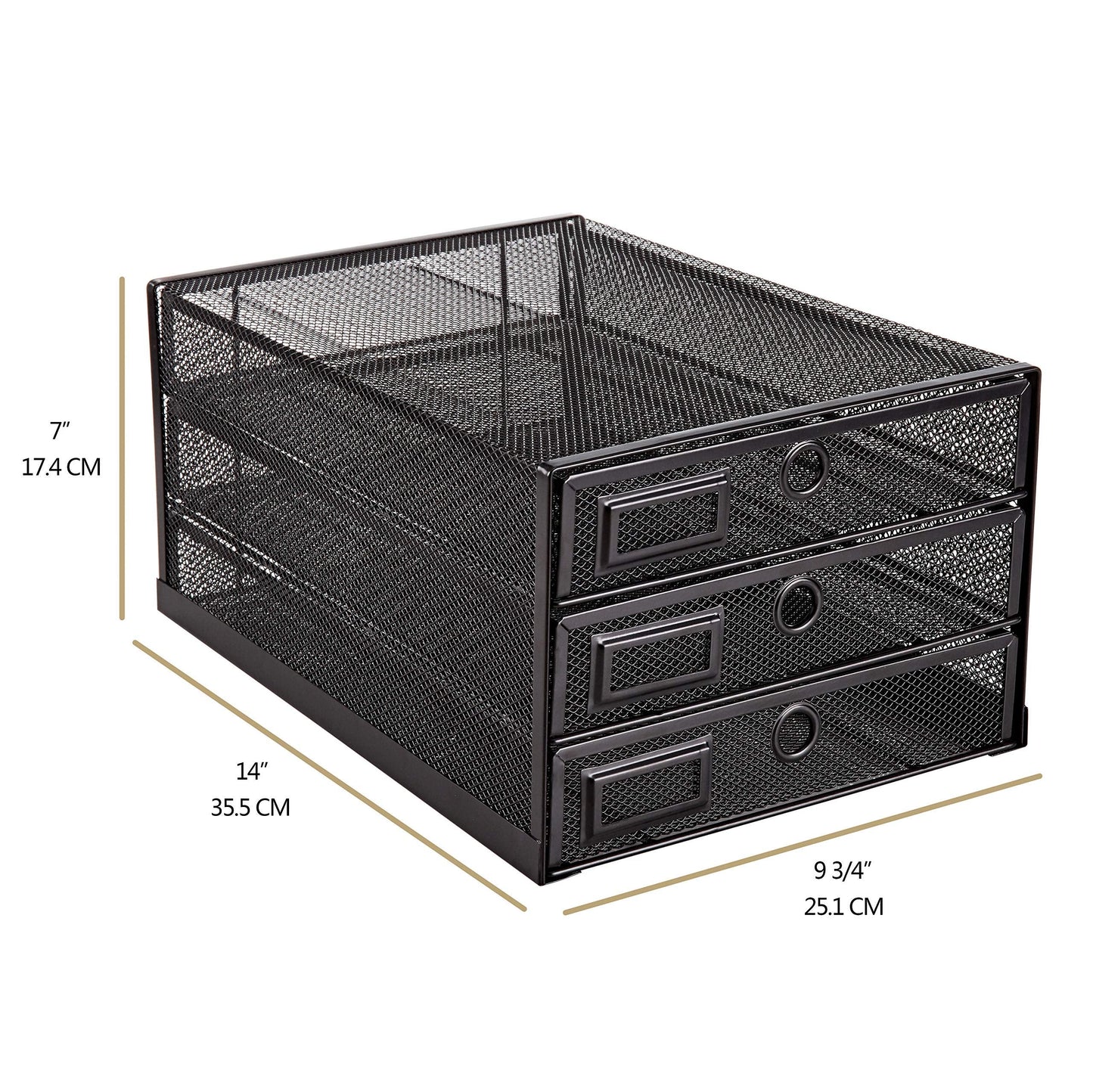 Annova Desk Organizer Wire Mesh 3 Tier Sliding Drawers Paper Sorter/Multifunctional/Premium Solid Construction for Letters, Documents, Mail, Files, Paper, Kids' Art Supplies (Black)