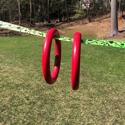 AP Plus Ninja Warrior Rings - Set of 2 Large Red, Traverse Gymnastics Climbing, with use on Obstacle Courses and Slack Lines, Outdoor Playground Equipment Accessories, Training