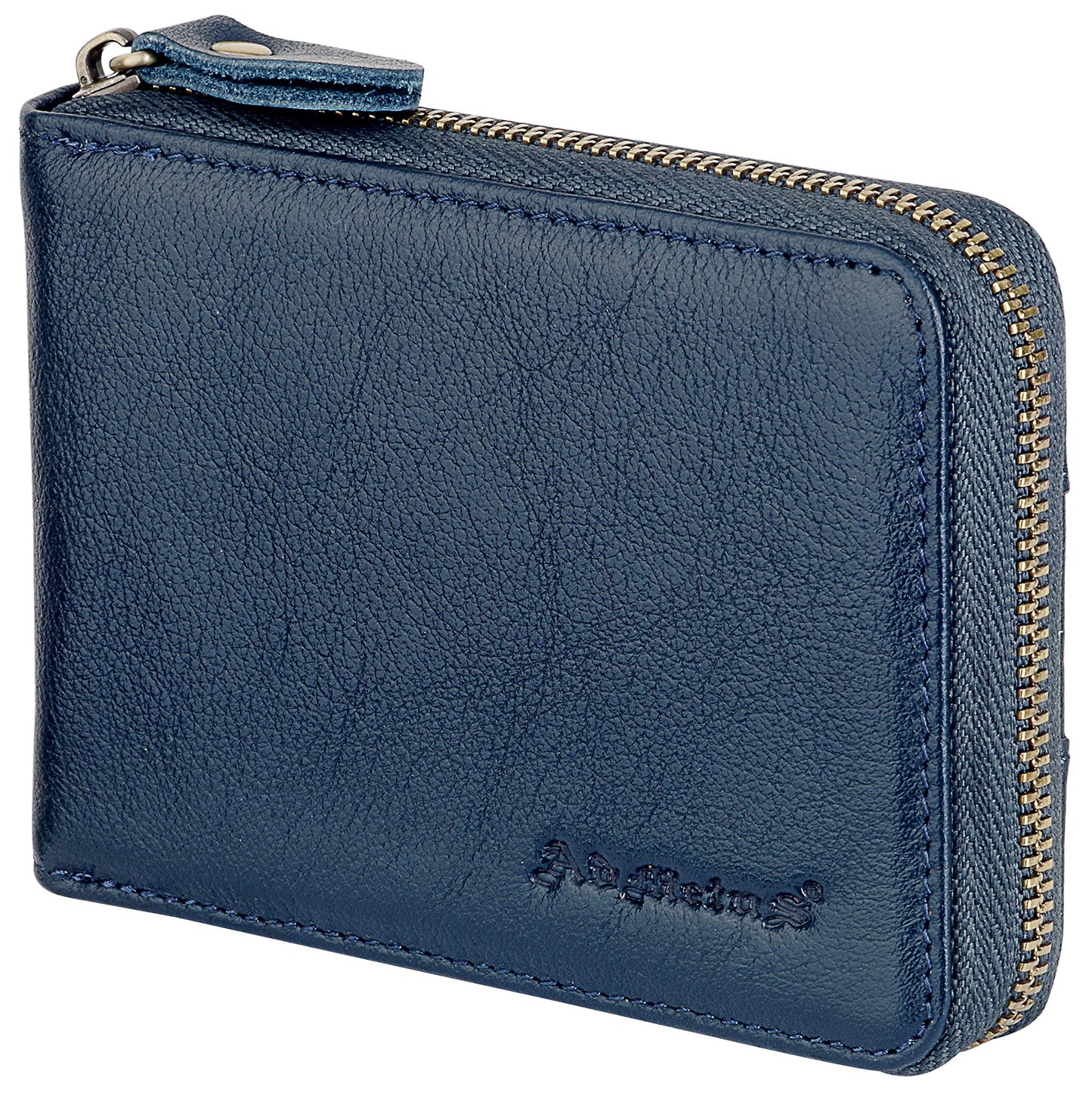 Admetus Men's Zipper Wallet Leather Bifold Wallets Slim RFID Blocking Zip Around Credit Card Holder Compact Small Wallet 2Navy Blue