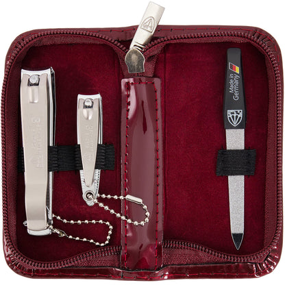 3 Swords Germany - brand quality 3 piece manicure pedicure grooming kit set for professional finger & toe nail care tool clipper fashion leather case in gift box, Made by 3 Swords (00811)