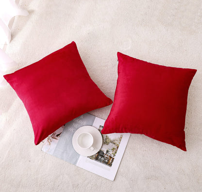 NiNi ALL Decorative Throw Pillow Covers Velvet Soft for Couch Sofa Bedroom Living Room Outdoor Pack of 2 18x18 Inch Red