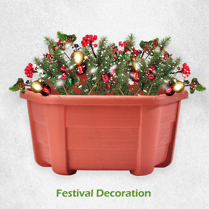 ORIMERC 9.8 inch 3 Pack Brick Red Wall Hanging Planters for Indoor Outdoor Plants Hanging Plant Holder with Drainage Hole Fence Balcony Planters Railing Hanging Pot Plant Wall Mount Decor with Hooks