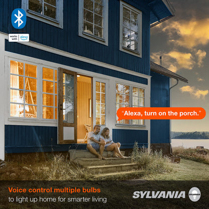 SYLVANIA Bluetooth Mesh LED Smart Light Bulb, One Touch Set Up, A19 60W Equivalent, E26, RGBW Full Color & Adjustable White, Works with Alexa Only - 2 Count (Pack of 1) (75760)