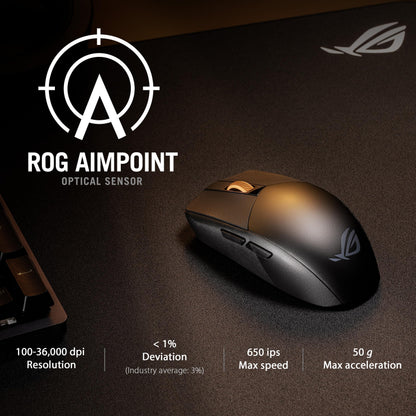 ASUS ROG Strix Impact III Wireless Gaming Mouse, 57 G Lightweight, 36K DPI Sensor, Bluetooth & 2,4GHz RF, ROG SpeedNova, Up to 618hrs Battery Life, Replaceable Switches, ROG Omni Receiver, Black