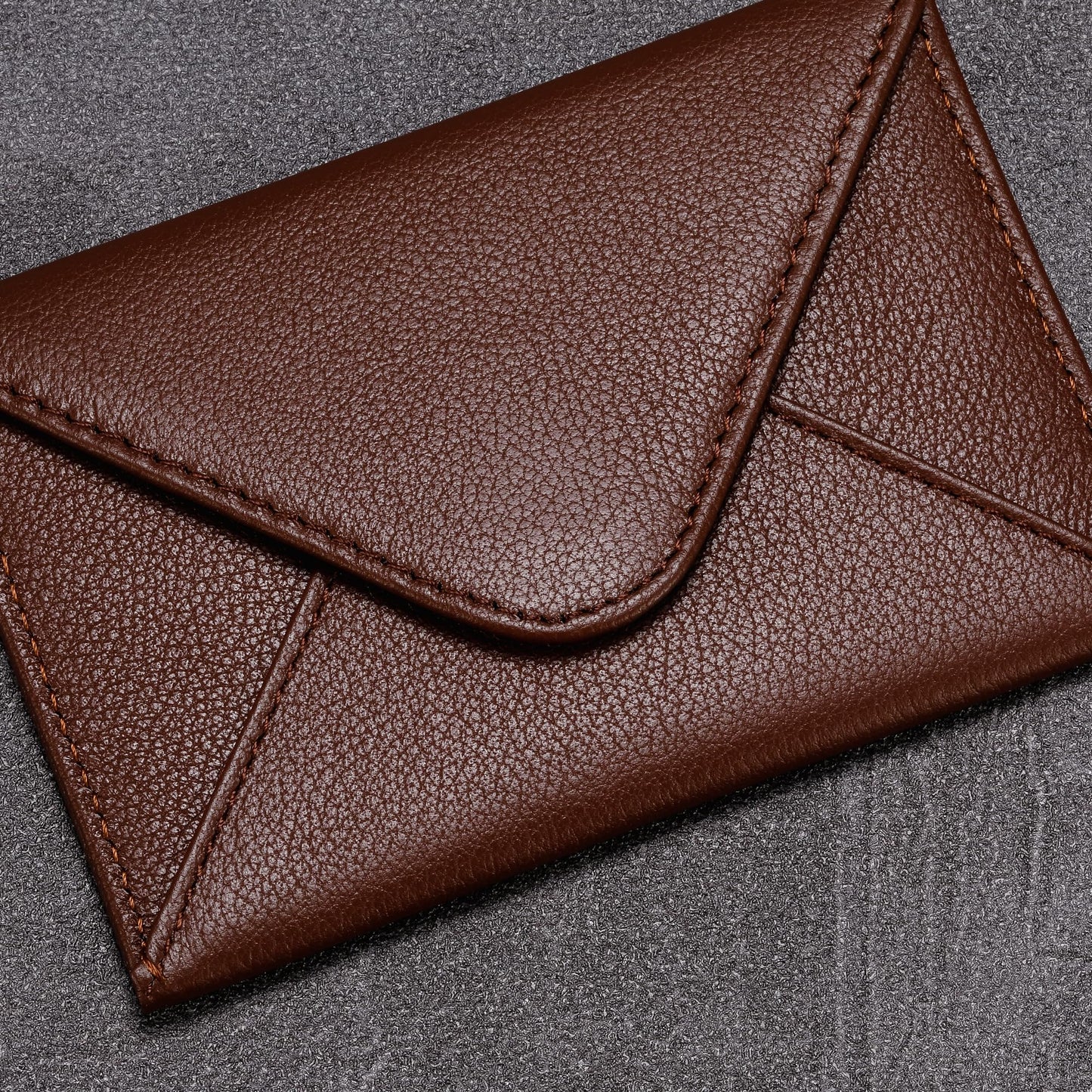 HISCOW Envelope Business Card Case with Magnet Closure - Italian Calfskin (Coffee)