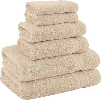 American Veteran 6 Piece Luxury Towel Set, 100% Cotton Turkish Towels