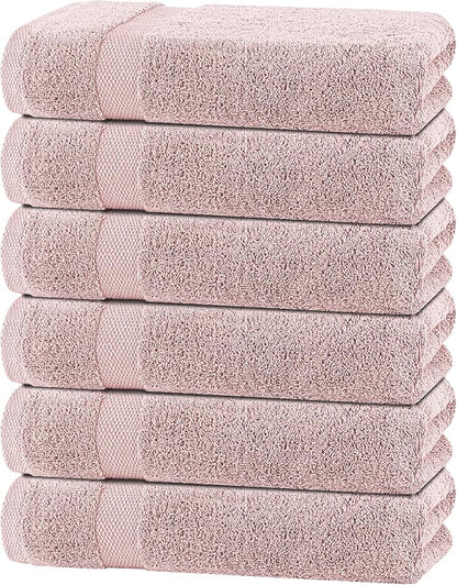 White Classic Wealuxe Pink Bath Towels 24x50 Inch, Cotton Towel Set