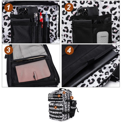 LHI Tactical Military Backpack for Men and Women 25L Army Assault Pack Bag Large Rucksack with Molle System - Leopard