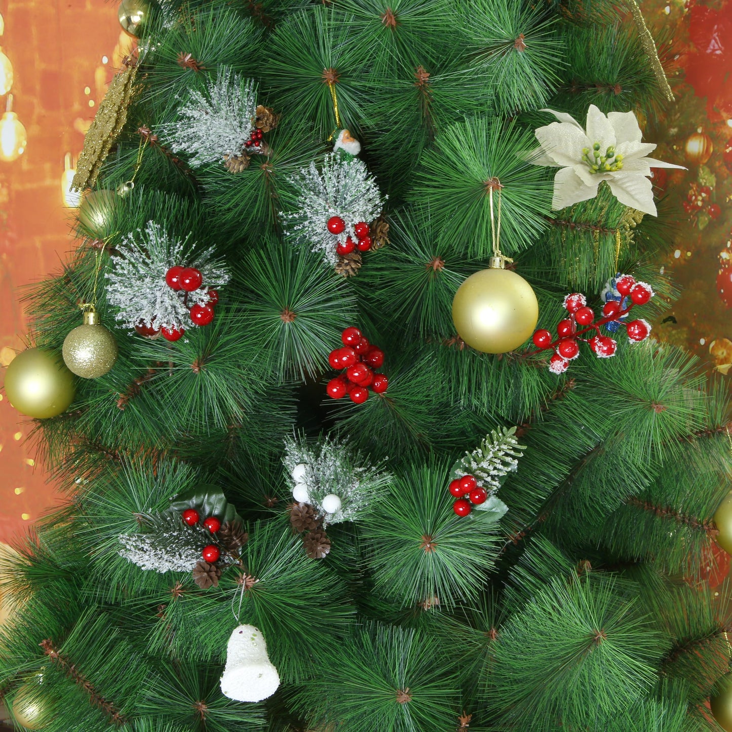 8 Pcs Christmas Floral Picks Artificial Red Berry Stems Pine Needles Branches Pine Cones Acorn Holly Stem Winter Floral Picks Snow Covered for Christmas Tree DIY Crafts Garland Wreath Gift Decoration
