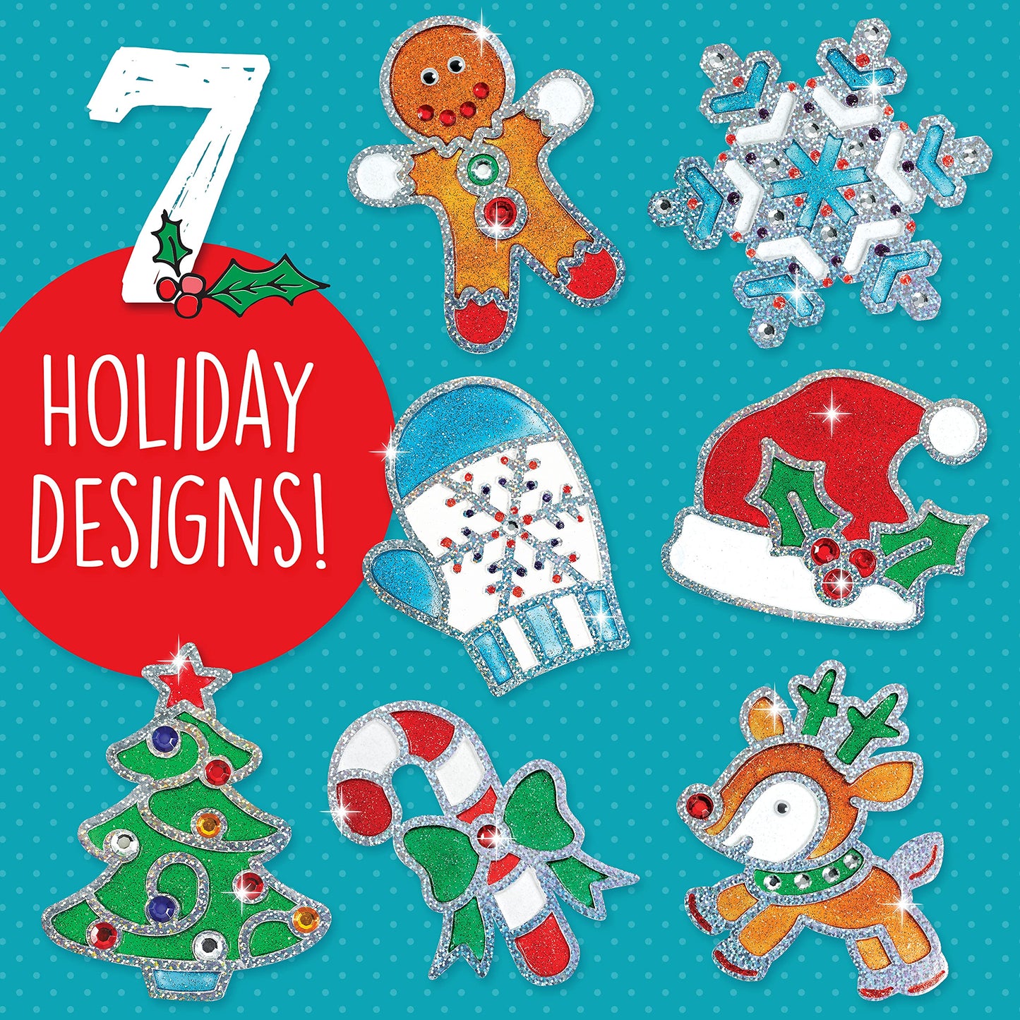 Creativity for Kids Holiday Easy Sparkle Window Art Craft Kit: Create 7 Window Art Designs, Holiday Crafts, Christmas Crafts for Kids, Christmas Activities for Kids (Ages 6+)