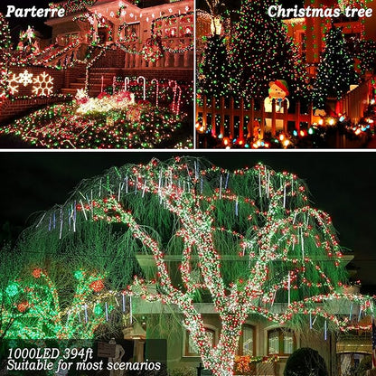 KNONEW 403ft 1000 LED Christmas String Lights Outdoor 8 Modes & Timer Fairy Light Plug in Waterproof Outside Lights for Xmas Yard Tree Wedding Party Holiday Decorations (Red and Green)