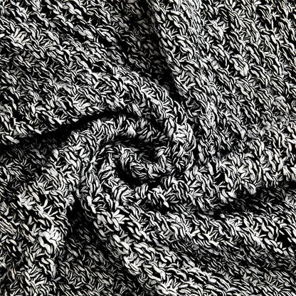 Longhui bedding Black Knitted Throw Blanket for Couch, Soft, Cozy Machine Washable 100% Cotton Sofa Blanket, Heavy 2.5lb Weight, Laundry Bag Included, Black and White