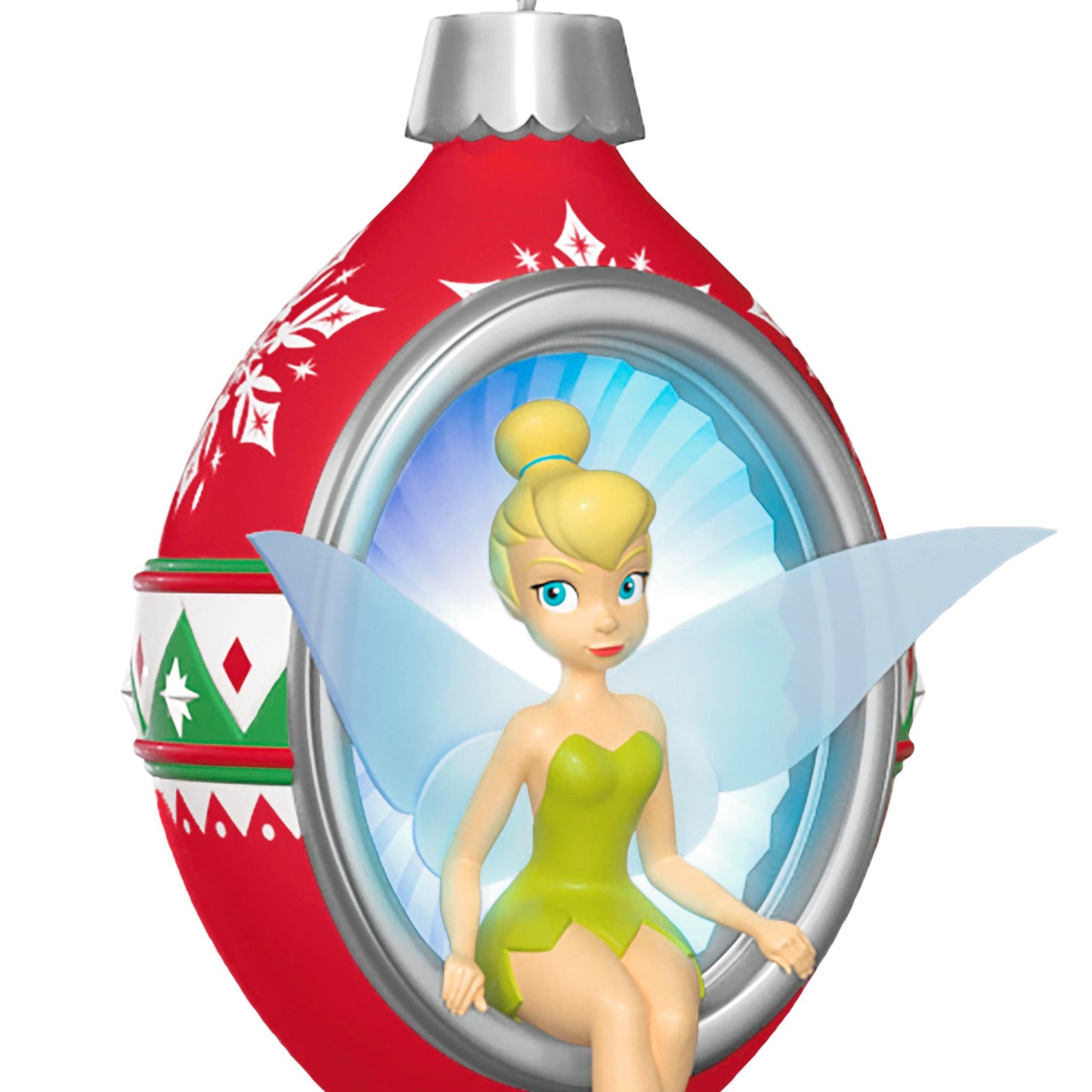 Hallmark Keepsake Disney Christmas Ornament, Tinker Bell Trimming the Tree with Tink with Light, Gifts for Disney Fans