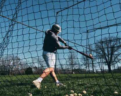 Murray Sporting Goods Baseball/Softball Batting Cage 40 ft - Black Steel Metal Frame with 60-Ply Net | Net Includes 7 ft Entrance Door and 4 ft Pitching Machine Hole